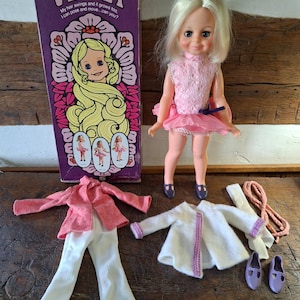 Vintage 1970er Jahre Samtpuppe mit Wachsendes Haar von Ideal Toy Corporation mit Original Box & Ersatzkleidung