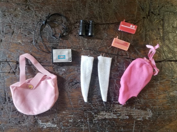 Vintage Barbie Accessories Mixed Lot Binoculars, Walkman, 2 Radios, Silver  Stockings Pink Tote Bag Pink Leotard/swimsuit Fashion Dolls 