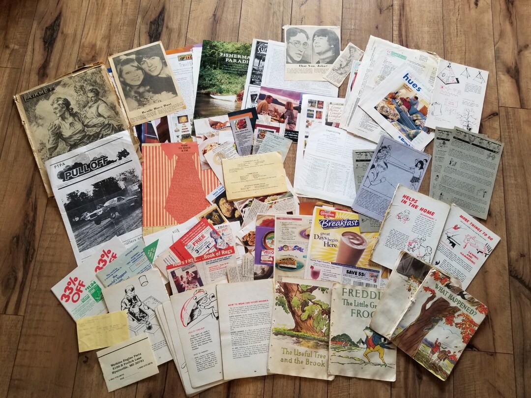 Vintage Ephemeral Mixed Paper Pack, Lot #4; Mega Pack +100 Papers ...