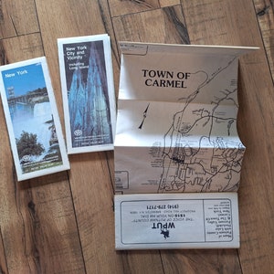 Vintage 1980s-90s Maps: New York-NY & Vicinity-Carmel (Putman Cty); Travel; Highways; Transportation; Automobile; Ephemera