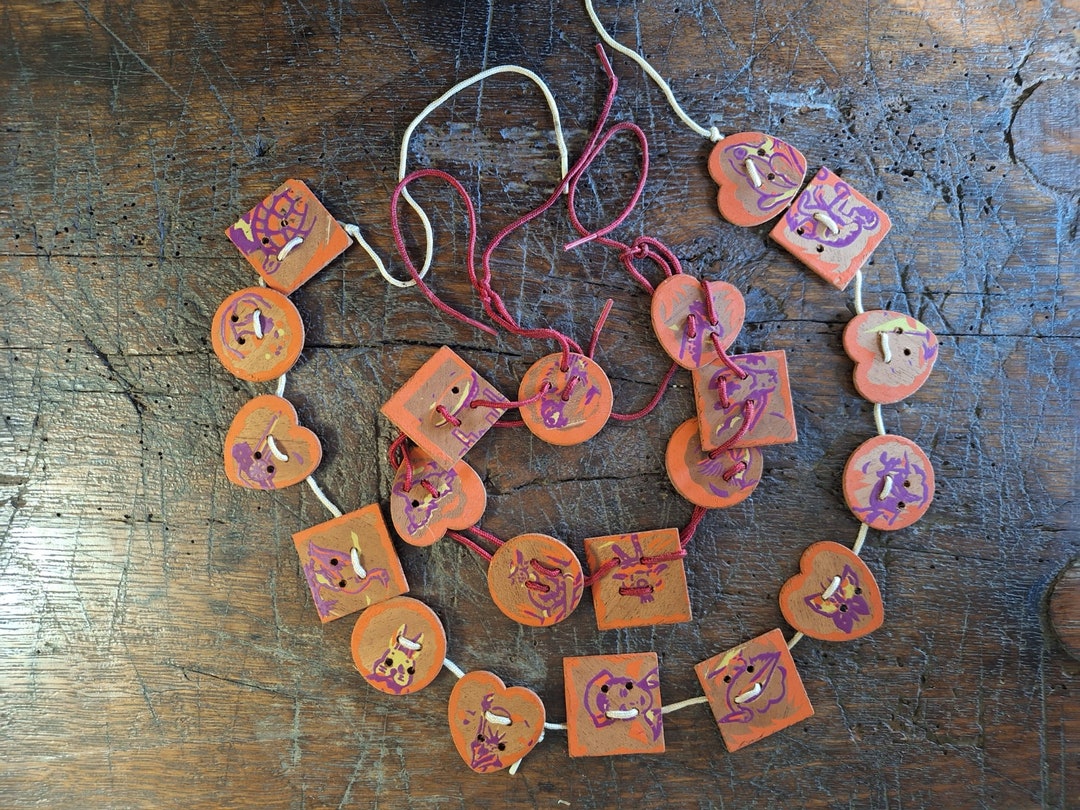 Vintage Lace up Wooden Shapes String Necklace; Educational Learning ...
