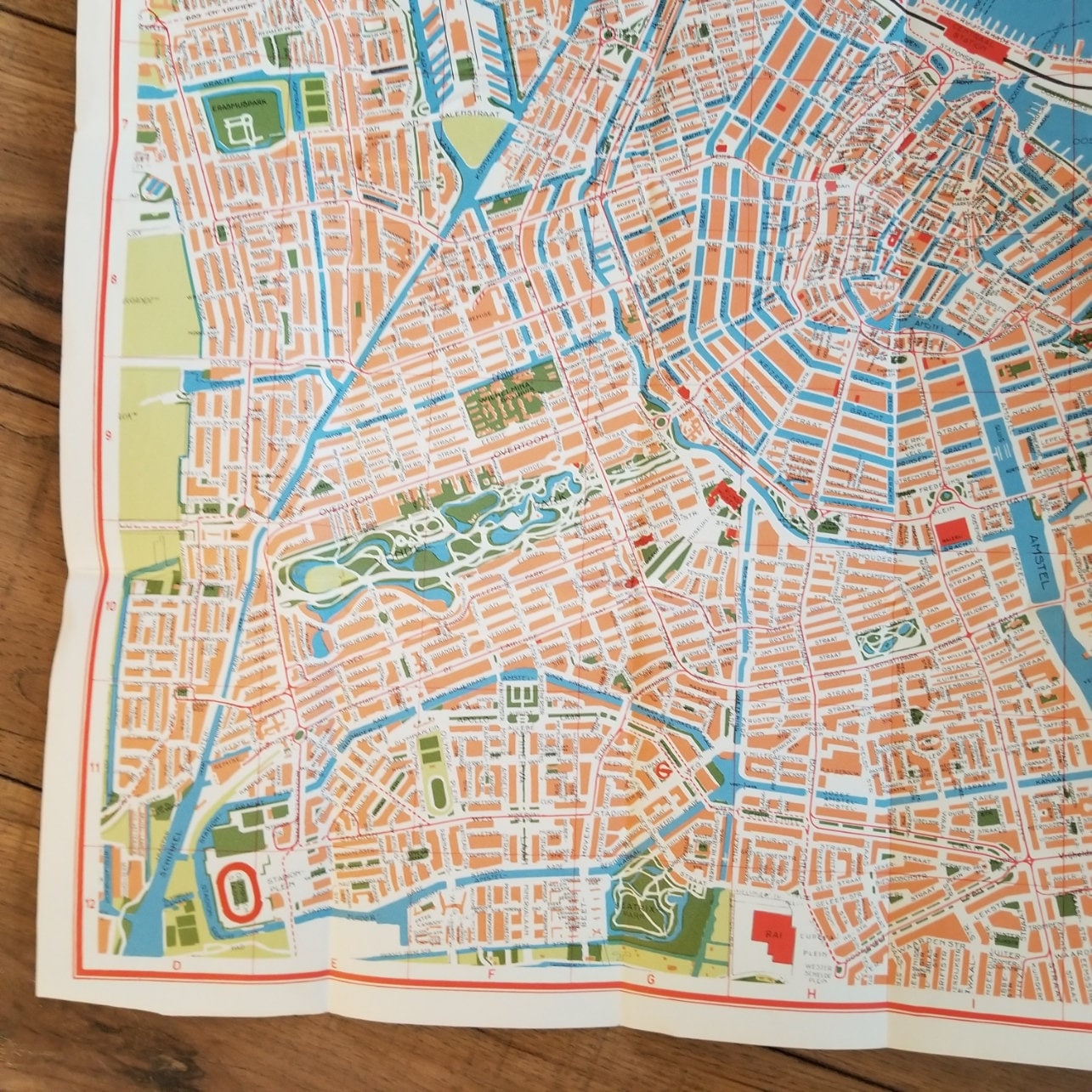 Vintage Plan-Map-Guide-Stadsplan Plattegrond von Amsterdam, Binnenstad ...