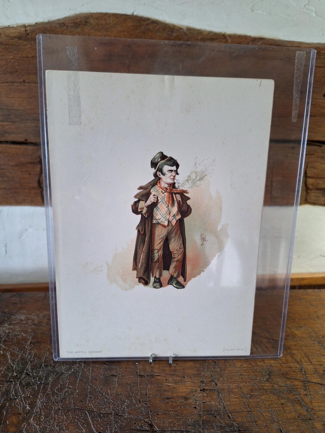 洋書 LIVING IMAGES by Polge (Signed) Vintage Victorian Era Litho Print: Charles Dickens' the ARTFUL