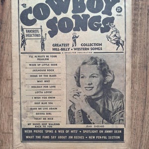 Vintage 1958 Cowboy Songs Hill-Billy Western Songs Collection Booklet, March, Vol 7 Number 55; American Folk Publications