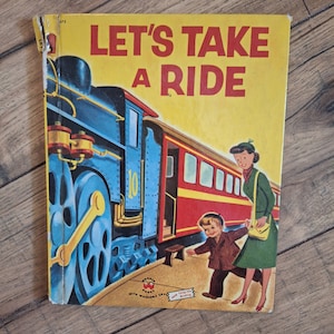 Vintage 1953 Let&#39;s Take a Ride Children&#39;s Book; Wonder Books; Marcia Martin; Lithographs; Reading; Wagons, Strollers, Bus, Bike; Ephemera