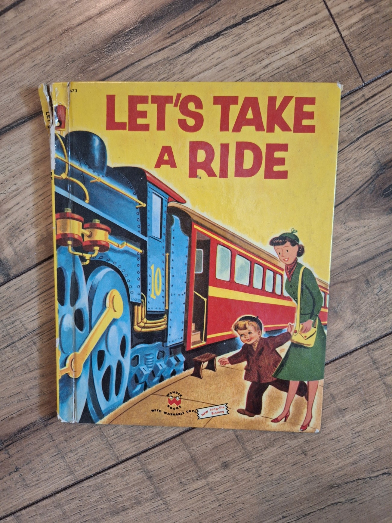 Vintage 1953 Let's Take a Ride Kinderbuch; Wunderbücher; Marcia Martin; Lithographien; Lesen; Wagen, Kinderwagen, Bus, Fahrrad; Ephemera