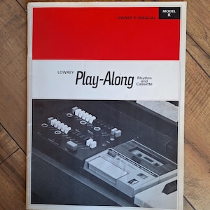 Vintage 190s Lowrey Orgel Play-Along Rhythmus und Kassette Bedienungsanleitung Modell K