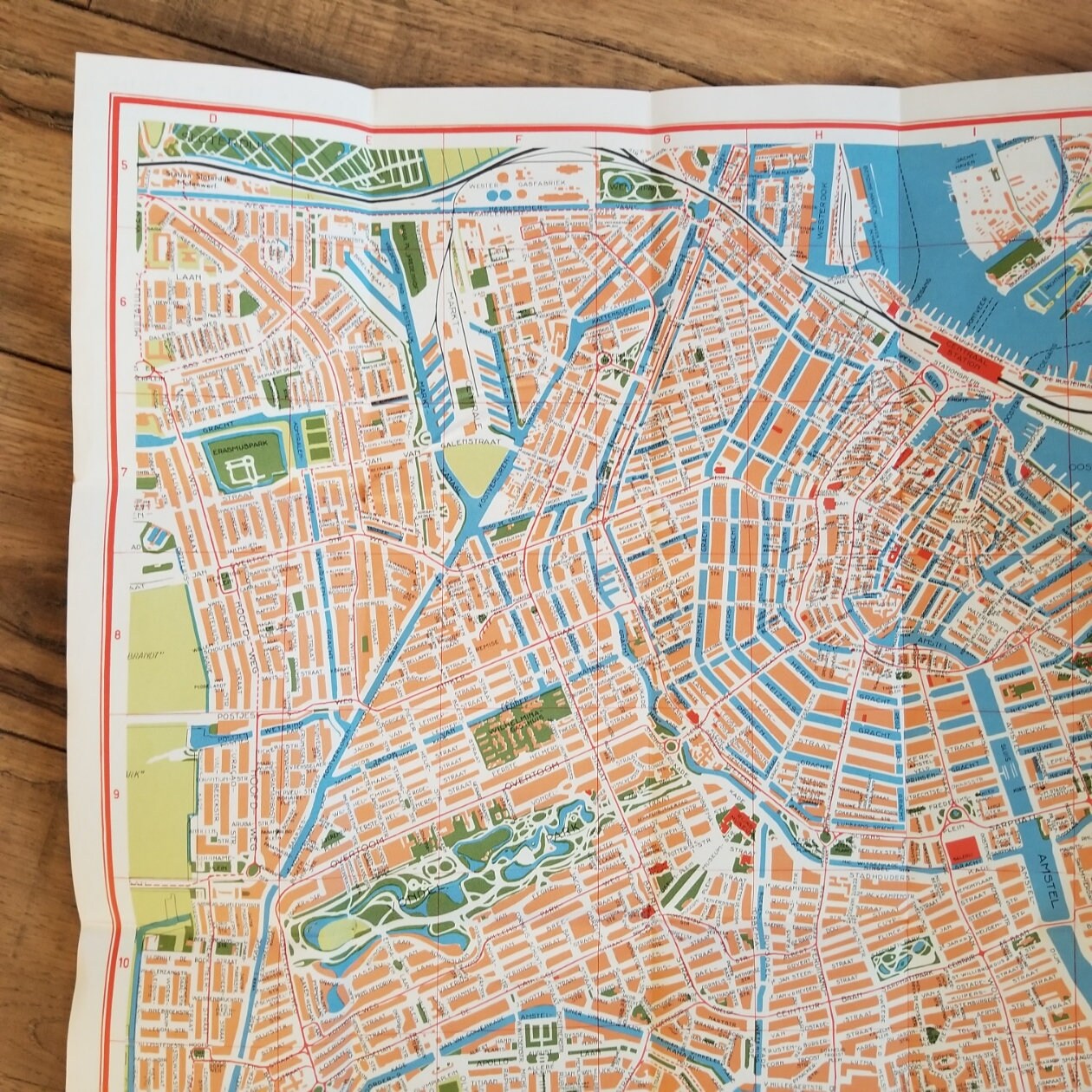 Vintage Plan-Map-Guide-Stadsplan Plattegrond von Amsterdam, Binnenstad ...