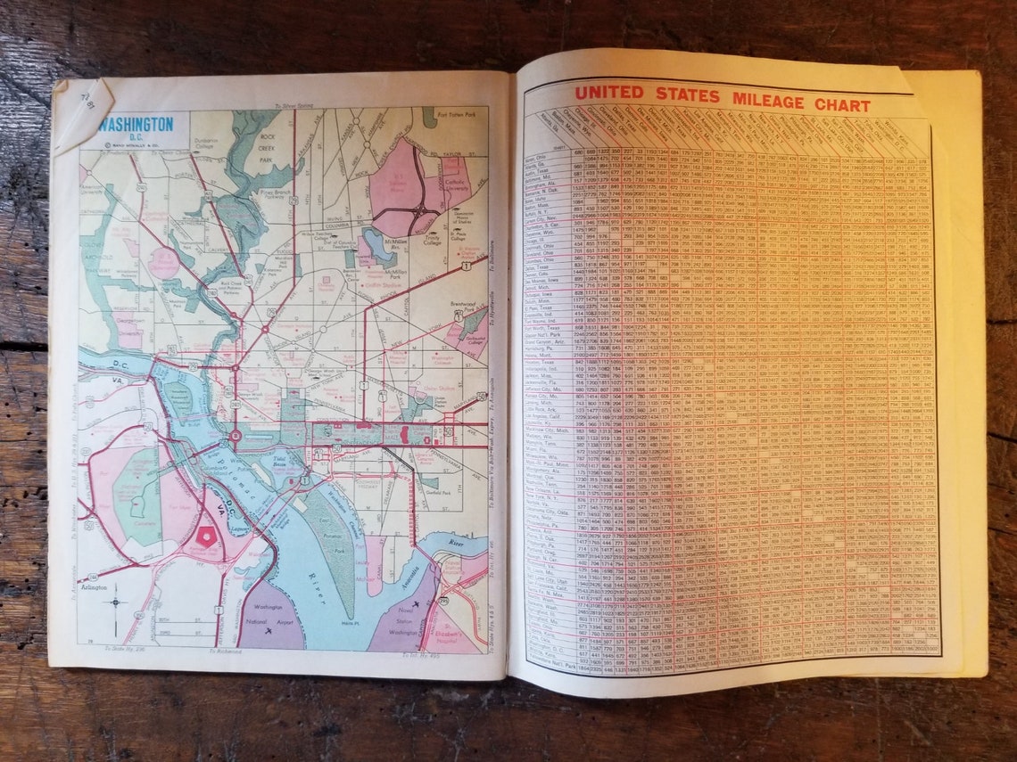 Vintage 1964 Rand McNally Road Atlas & Travel Guide US Canada Etsy