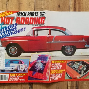 Vintage 1981 Popular Hot Rodding Magazine - April Issue; Racing; Automotive; Nascar; T-Bird; Yamaha; Boss Mustang; Nitrous; Hemi Dodge