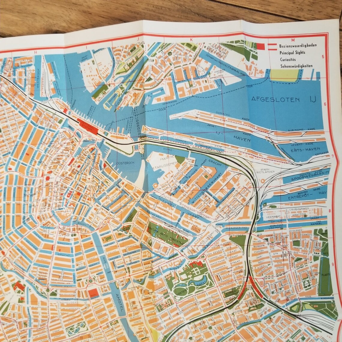 Vintage Plan-Map-Guide-Stadsplan Plattegrond von Amsterdam, Binnenstad ...
