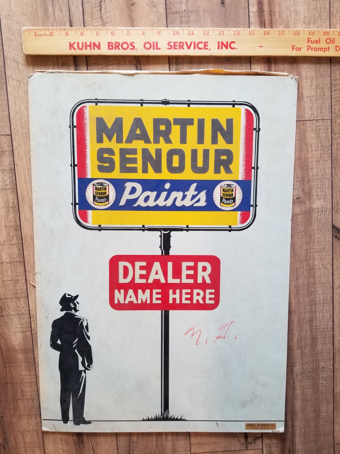 Vintage Martin Senour Paints Dealer Advertising Sign; Business Ads
