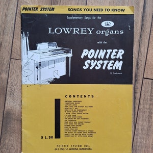 Vintage 1958 Lowrey Organ Pointer System Lieder, die Sie kennen müssen Musik Handbuch; Orgelakkorde; Notenblatt; Tastaturen; How To Anleitungen