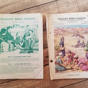 Vintage 1951 Primary Bible Lessons Vol 6 Nos. 3 & 4 July-Sep, Apr-June; Evangelical United Brethren; Christianity; Religion; Teach; Ephemera