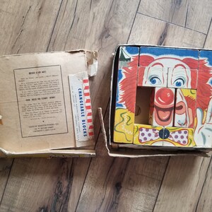 Vintage 1950s Bozo The Capitol Clown Changeable Blocks Puzzle from Gaston Manufacturing Company; Toys and Games; TV Shows; Mascots