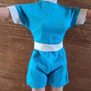 Vintage 1960s Ideal Toy Company Tammy Blue Romper with White Trim; Fashion Doll Clothing