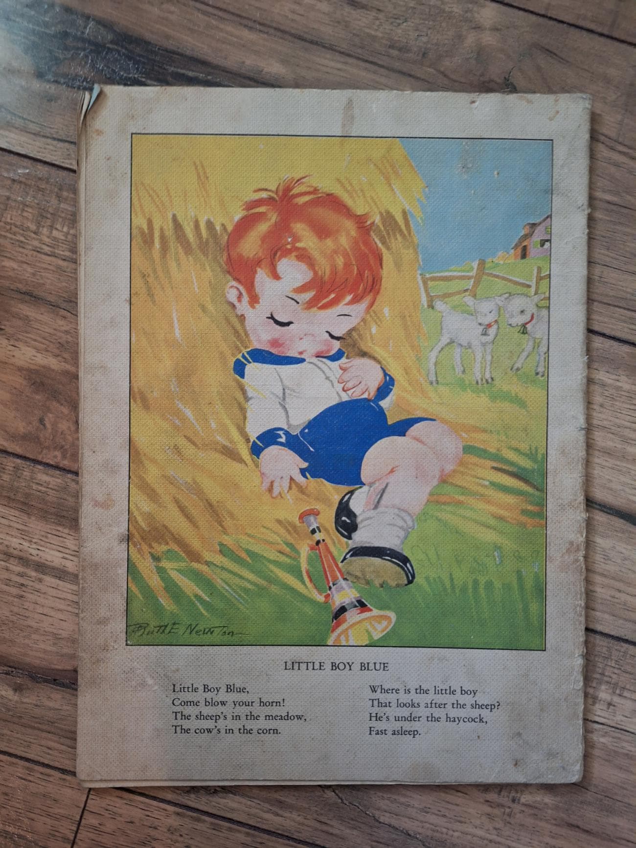 1934年製ヴィンテージ マザーグース 絵と韻文 特大サイズ リネン風