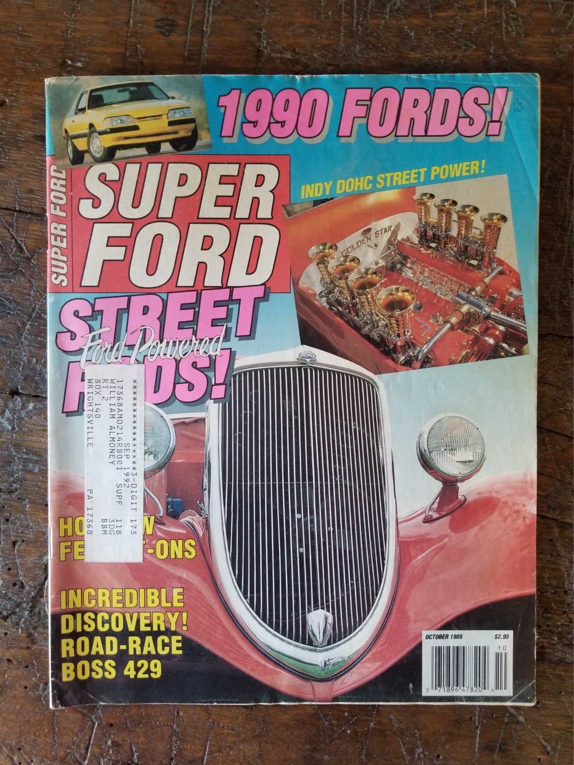 Vintage 1989 October Issue of Super Ford Magazine, Street Rods, DOHC Indy V-8, Mustang, With Special Color Section, Ephemera