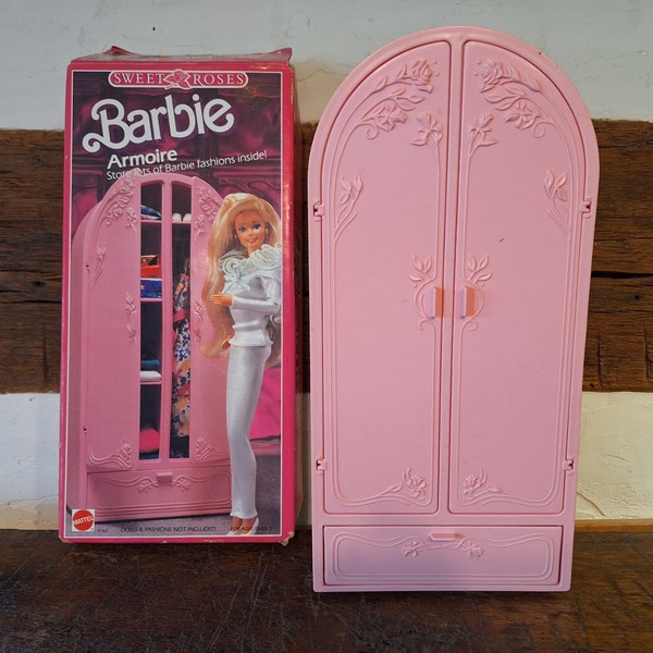 Vintage 1980s Barbie Sweet Roses Armoire; Barbie Doll Furniture; Mattel; Doll Accessories; Toys and Games