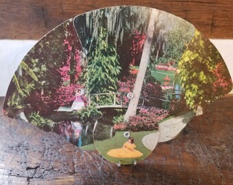 Vintage Handheld Fan "Enchanting Cypress Gardens"; No. 8646; A. Scheer; Advertising Memorabilia; 3-Fold Fan; Cooling; Ephemera; Litho Prints