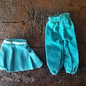 Vintage Clone Barbie Fashion Doll Matching Turquoise &quot;Velvet&quot; Skirt and Pants; Clone Fashion Doll Clothing; Toys and Games; Pretend Play