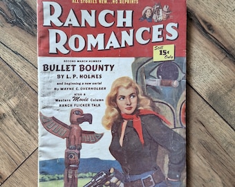 Vintage 1950 Ranch Romances Magazine, 2nd March Number, Vol 157 #3; Warner Publications; Pulp Fiction; Short Stories; Novelette; Westerns