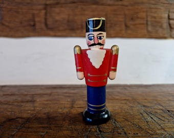 Vintage Small Wooden Christmas Nutcracker Soldier Ornament