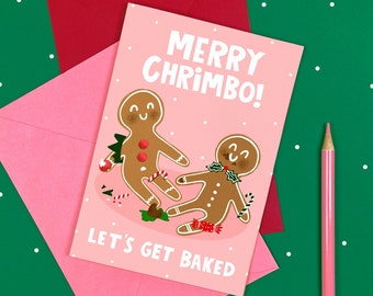 Lets Get Baked Christmas Card - Funny - Humour - Xmas - Cheeky - Pun - Punny - Cute - Gingerbread - Man - Chrimbo