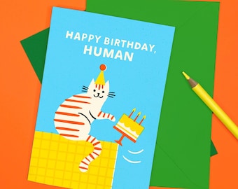 Cat Cake Birthday Card - Funny - Cute - Box - Kitten - Party - Gift