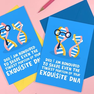 Carte ADN pour la fête des pères - Papa - Humour - Amusant - Papa - Famille - Science - Amour