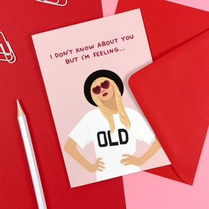 Carte d'anniversaire Taylor Swift - ancienne - 22 - rouge - époques - tournée - Swifty - célébrité - musique - illustration