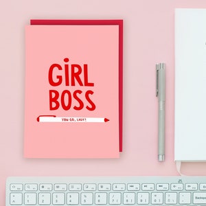 Carte Girl Boss - Cool - Woman Boss - Autonomisation - Bravo - Féminisme - Humour - Drôle - Nouveau travail - Félicitations image 1