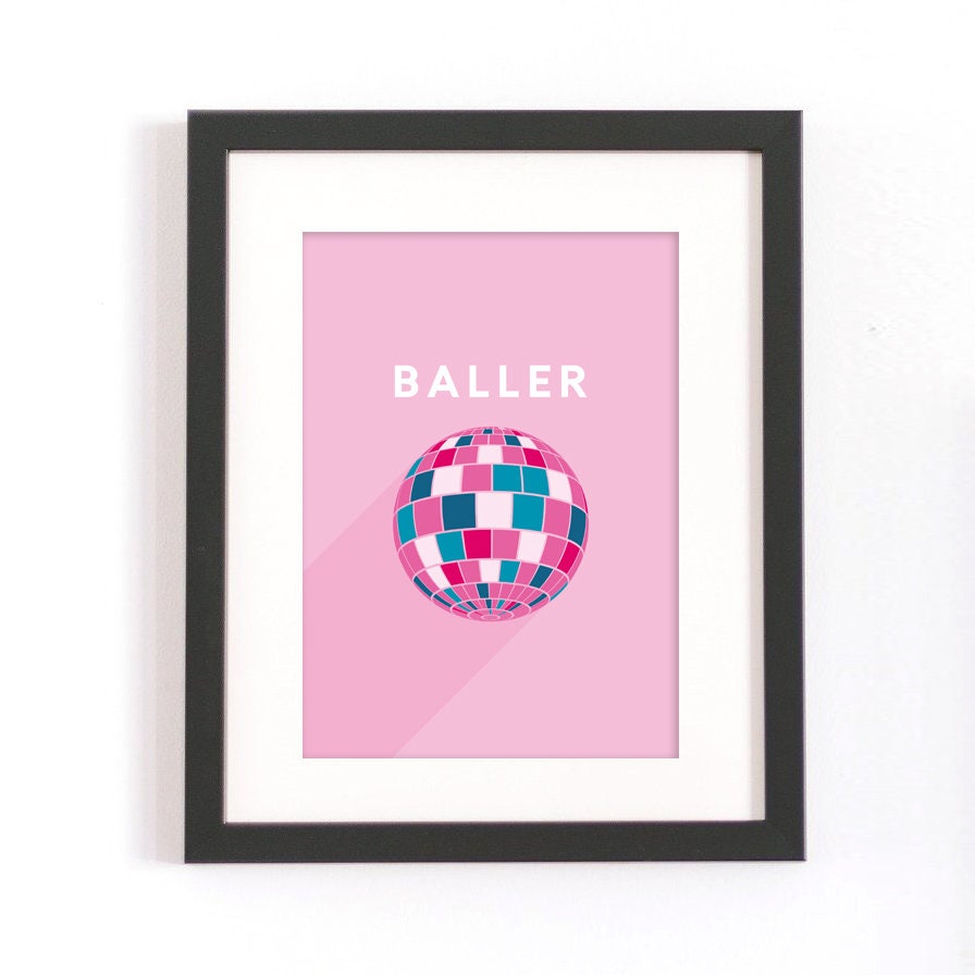 Baller Disco Art Print Funny Ball Pun Retro Etsy