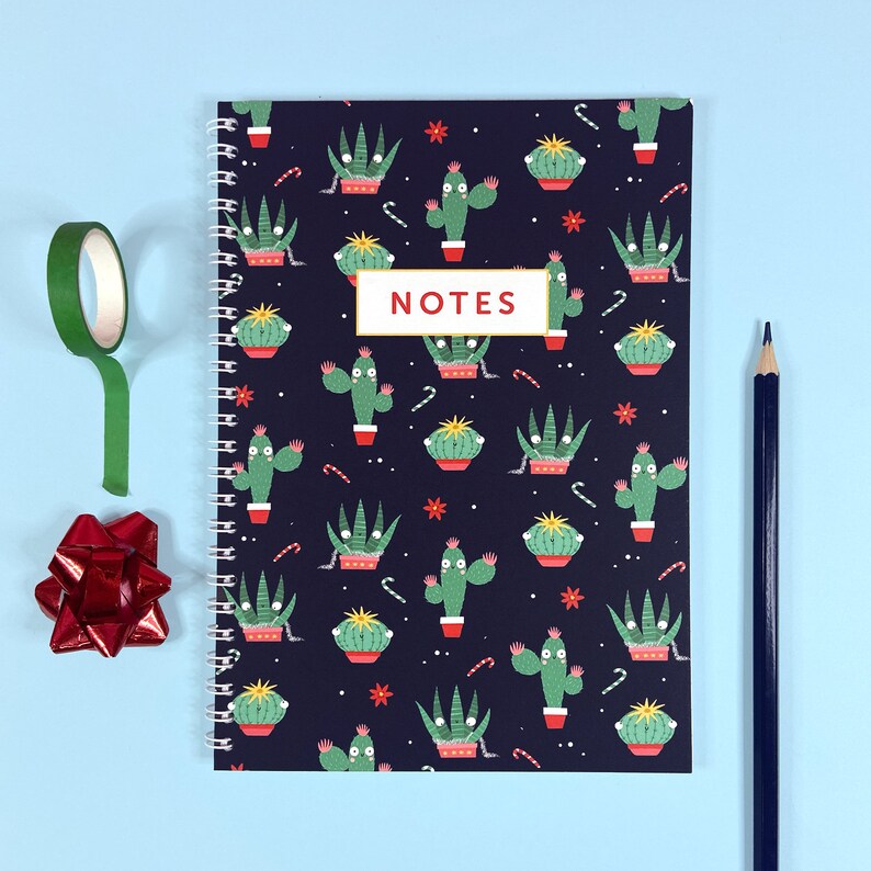 Christmas Cactus A5 Notebook Notepad Cute Gift Cacti Plants Xmas Presents image 1