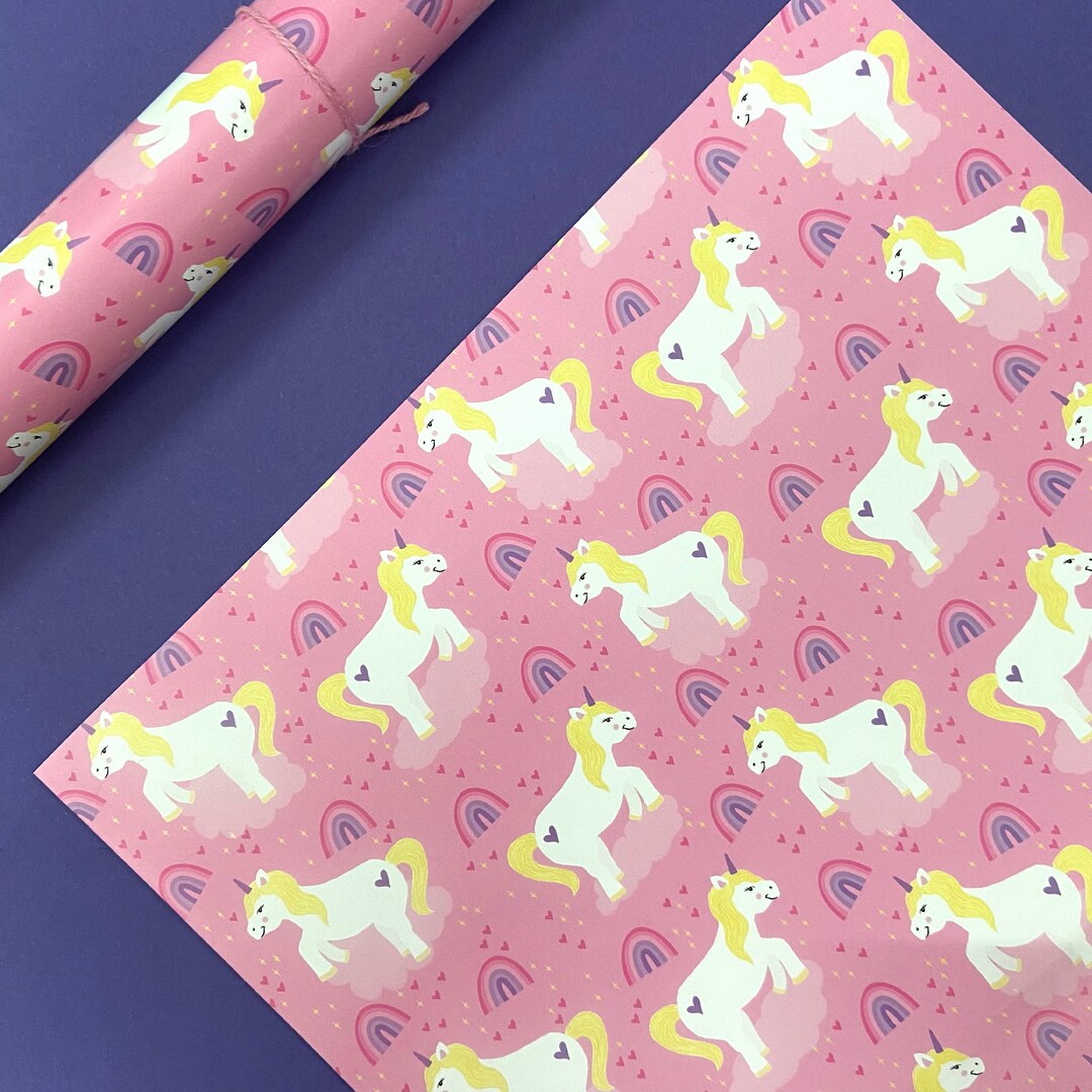 Unicorn Gift Wrap Wrapping Paper Present Birthday Cute Etsy UK