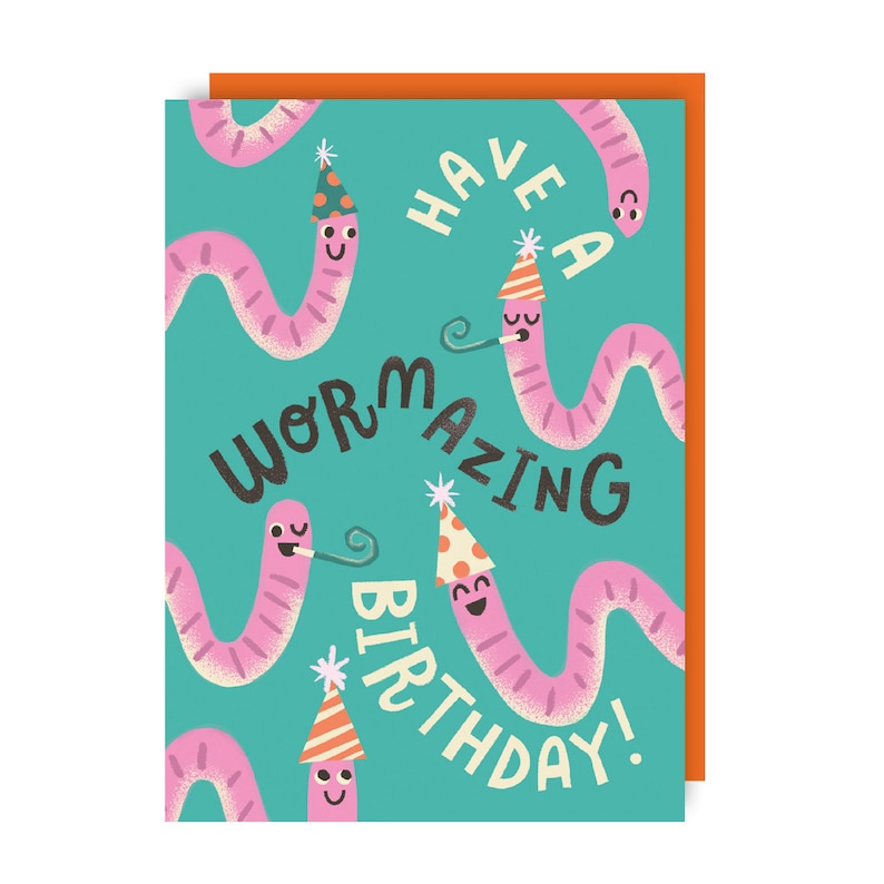Carte d'anniversaire effrayante - drôle - incroyable - humour - coquine - mignonne - amour - ver - fête - animal image 2