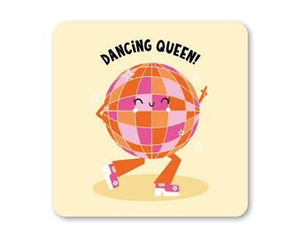 Dessous de verre de la reine dansante - cadeau - mignon - cadeau - Abba - positivité - boule disco - boule à facettes