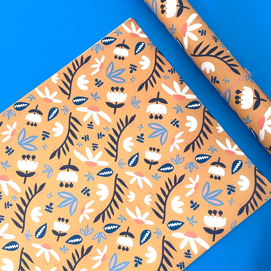 Floral Gift Wrap Wrapping Paper Present Cute Flowers Etsy