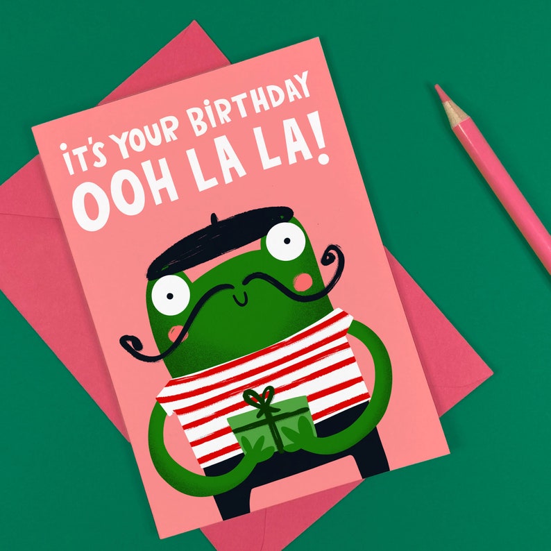 Carte d'anniversaire grenouille - rigolote - mignonne - animaux image 1
