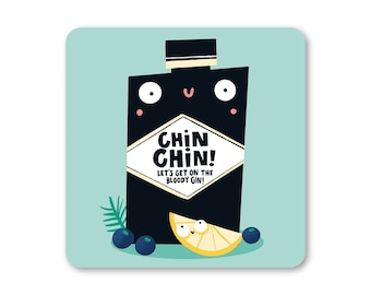 Chin Chin Gin Coaster - Drôle - Humour - Effronté - Cadeau - Mignon - Amour - Été - Citron - Alcool - Ivre - Articles ménagers