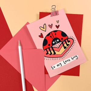 Love bug carte coccinelle - coccinelle - drôle - saint valentin - anniversaire - amour - petit ami - petite amie - mignon