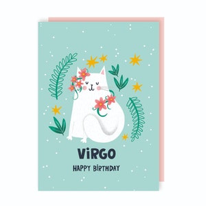 Carte d'anniversaire zodiaque Vierge - astrologie - étoiles - mignon - drôle - signe astrologique