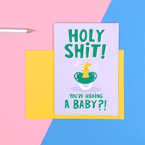 Carte pour nouveau-né - Amusante - Humour - grossier - Putain de merde - Tétine - Tétine - Surprise - Nouveaux parents - Femme enceinte - Félicitations - Célébration