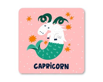 Capricorne Zodiac Coaster - Cadeau - Mignon - Astrologie - Chèvre - Étoiles