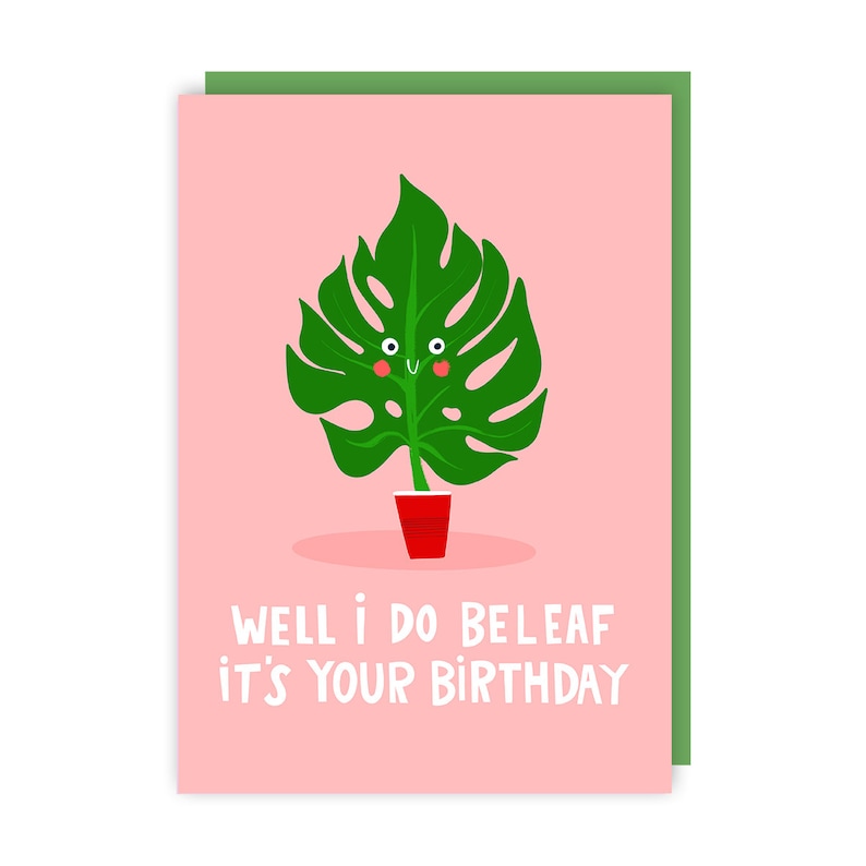Carte d'anniversaire feuille plante - drôle - humour image 2
