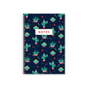 Christmas Cactus A5 Notebook Notepad Cute Gift Cacti Plants Xmas Presents image 2