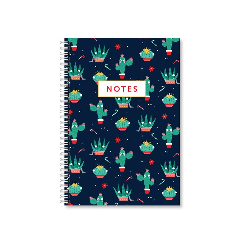 Christmas Cactus A5 Notebook Notepad Cute Gift Cacti Plants Xmas Presents image 2