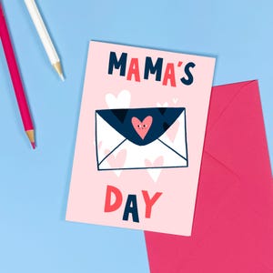 Carte pour la fête des mamans - Fête des Mères - Maman - Jolie - Mignonne - Illustrée - Amour - Coeur - Enveloppe - Lettre