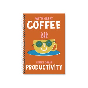 With Great Coffee A5 Notebook Notepad Cute Productivity Stationery Food Tea Work Notes image 2