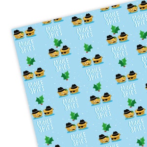 Mince Spies Gift Wrap Wrapping Paper Present Birthday Christmas Cute Illustrated Spy Holly Festive Wrapping Paper image 2